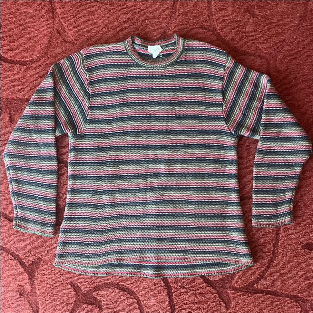 Vintage J. Crew 100% Cotton Stripped Crewneck Sweater Medium